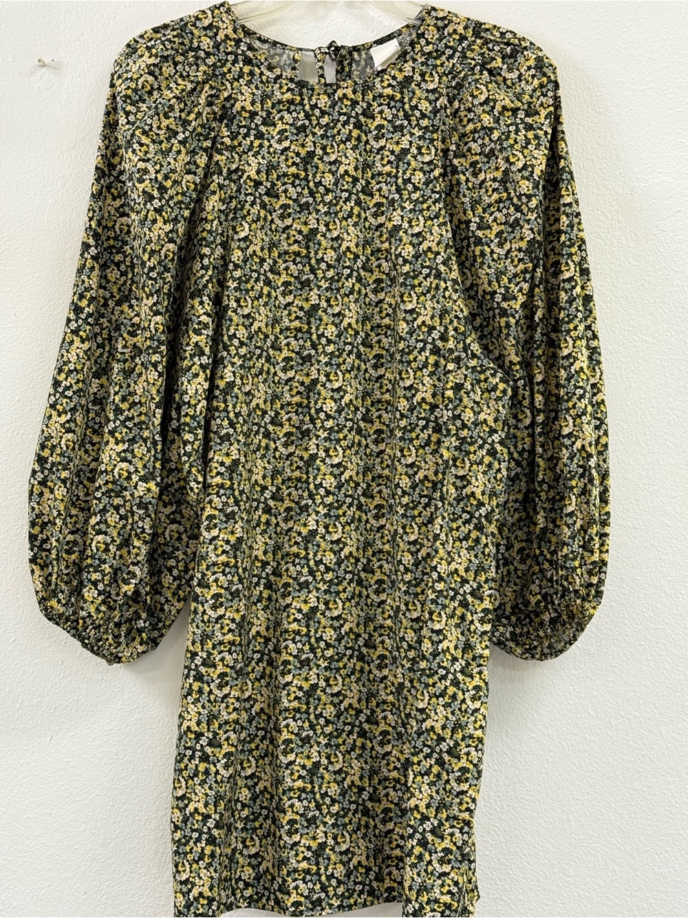 H&M Black and Yellow Floral Midi Dress